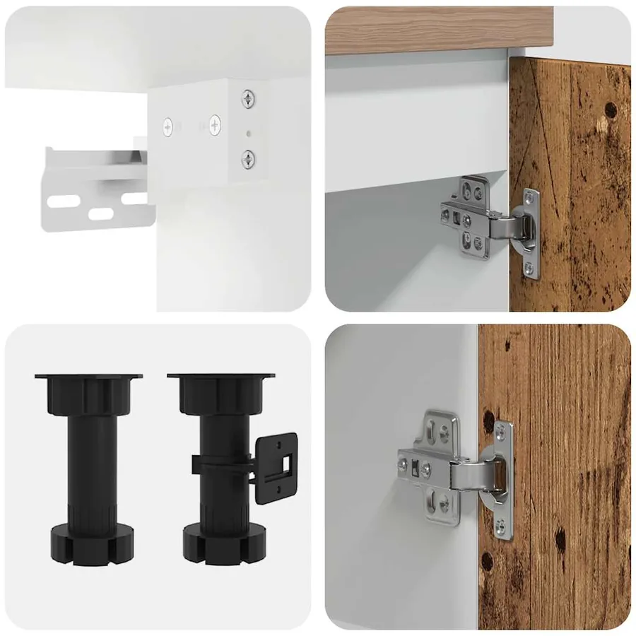 Ensemble de 4 meubles de cuisine "Lyon" en bois d'ingénierie vieilli - 6