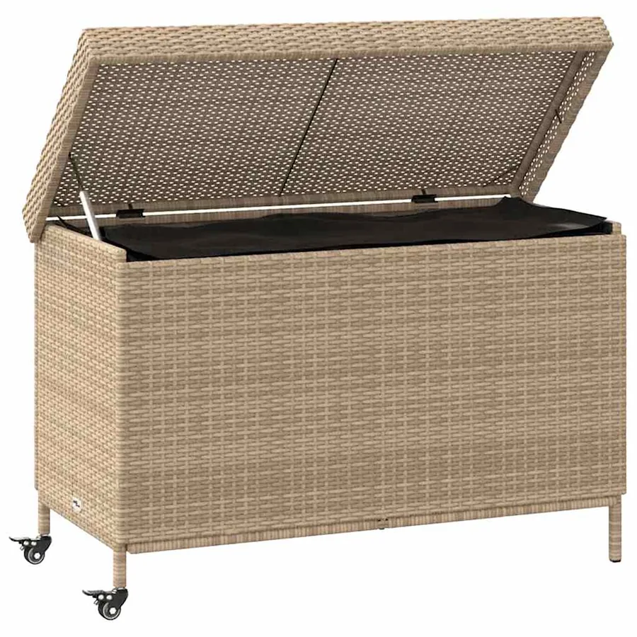 Boîte de rangement de jardin et roues résine tressée - 3