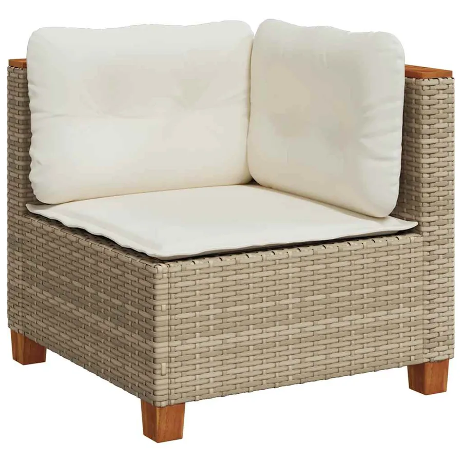 Salon de jardin avec coussins 8 pcs beige résine tressée - 3