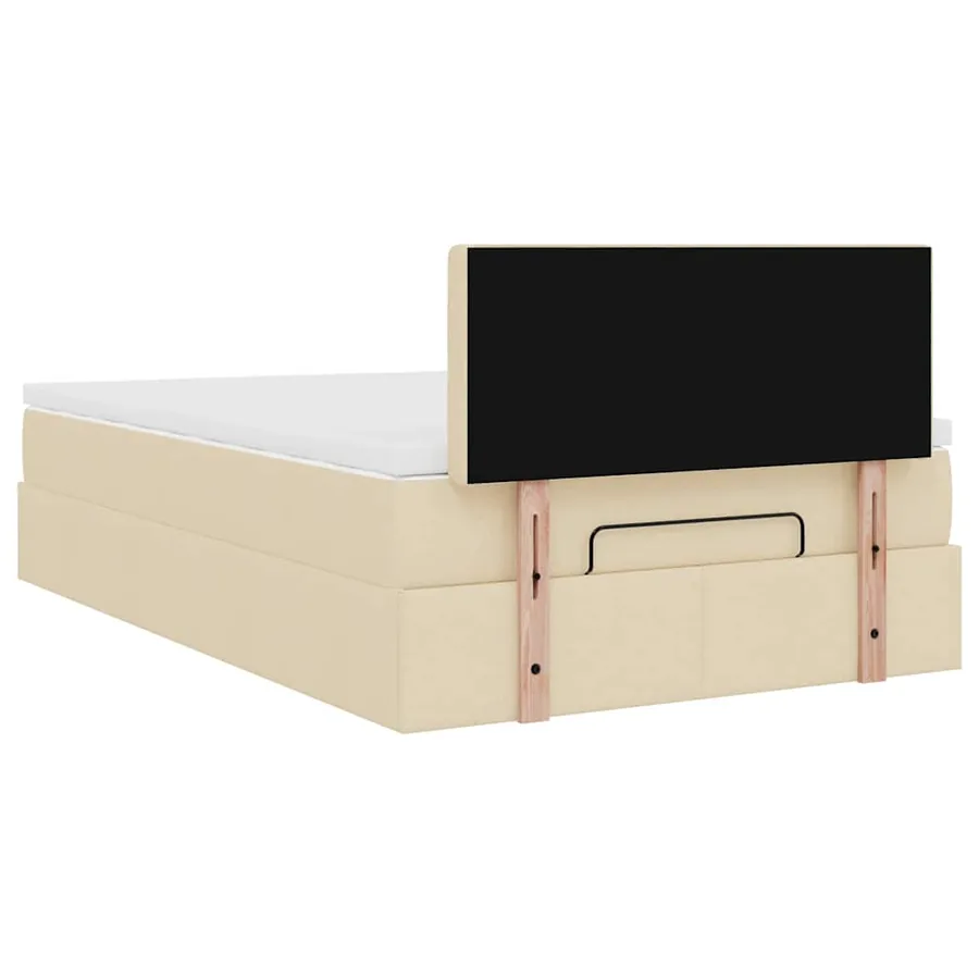 Cadre de lit ottoman avec matelas crème 120x200cm tissu - 12
