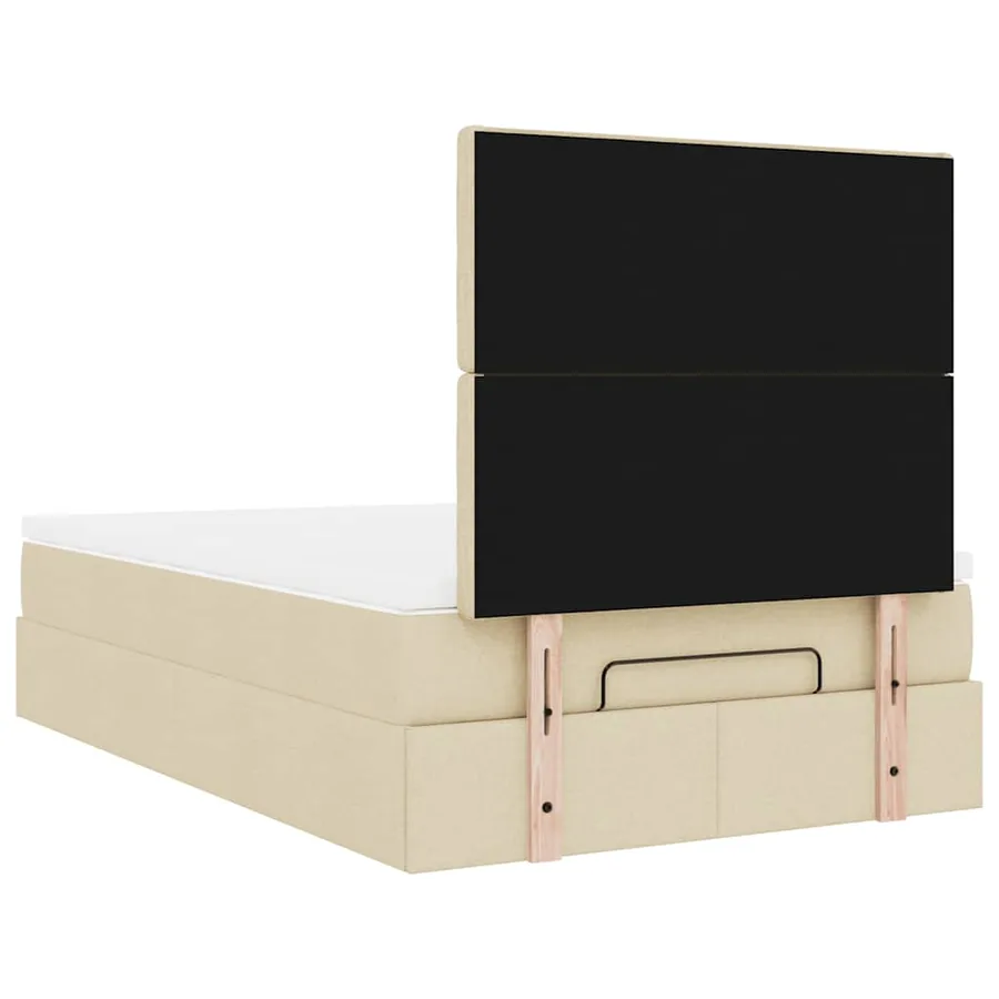 Cadre de lit ottoman avec matelas crème 120x200cm tissu - 12
