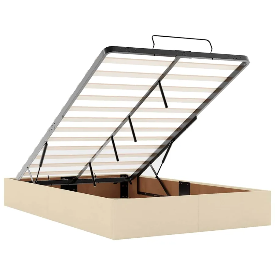 Cadre de lit ottoman avec matelas crème 120x200cm tissu - 13