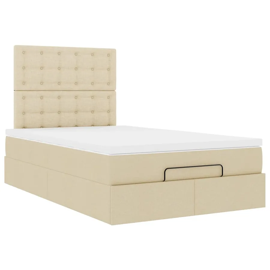 Cadre de lit ottoman avec matelas crème 120x200cm tissu - 7