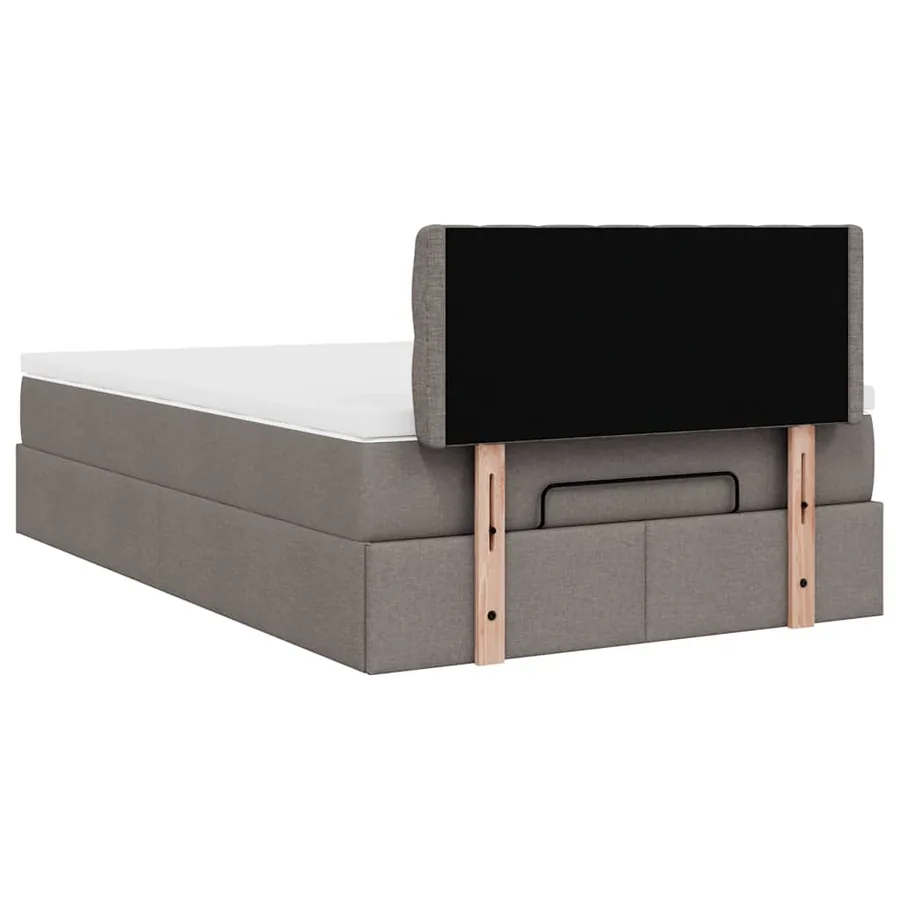 Cadre de lit ottoman avec matelas taupe 120x200 cm tissu - 12