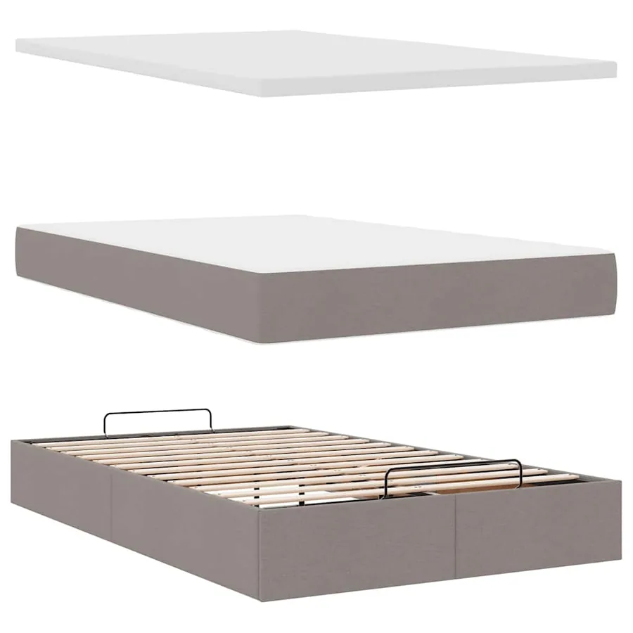Cadre de lit ottoman avec matelas taupe 120x200 cm tissu - 9