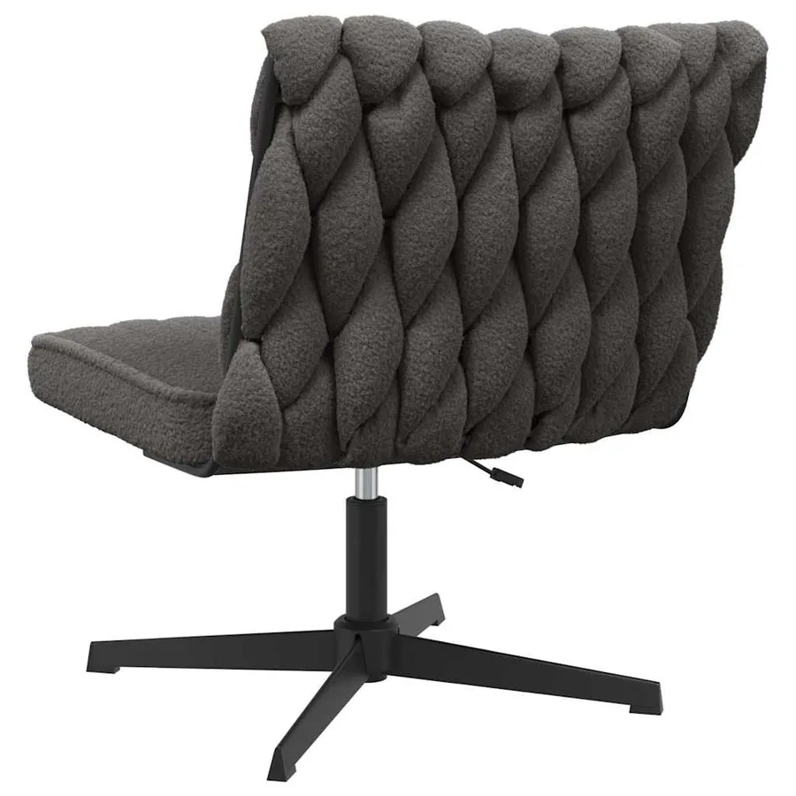 Chaise pivotante de bureau gris foncé bouclé comme laine tissu - 6