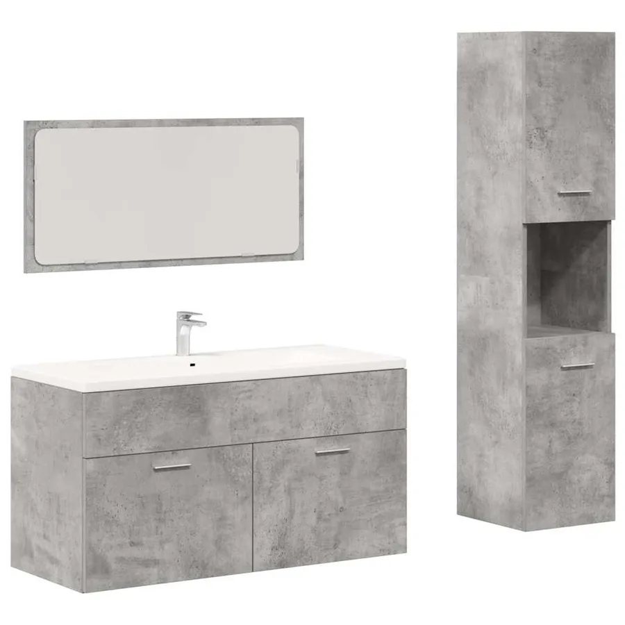 Ensemble de meubles de salle de bain 3 pcs gris béton - 2