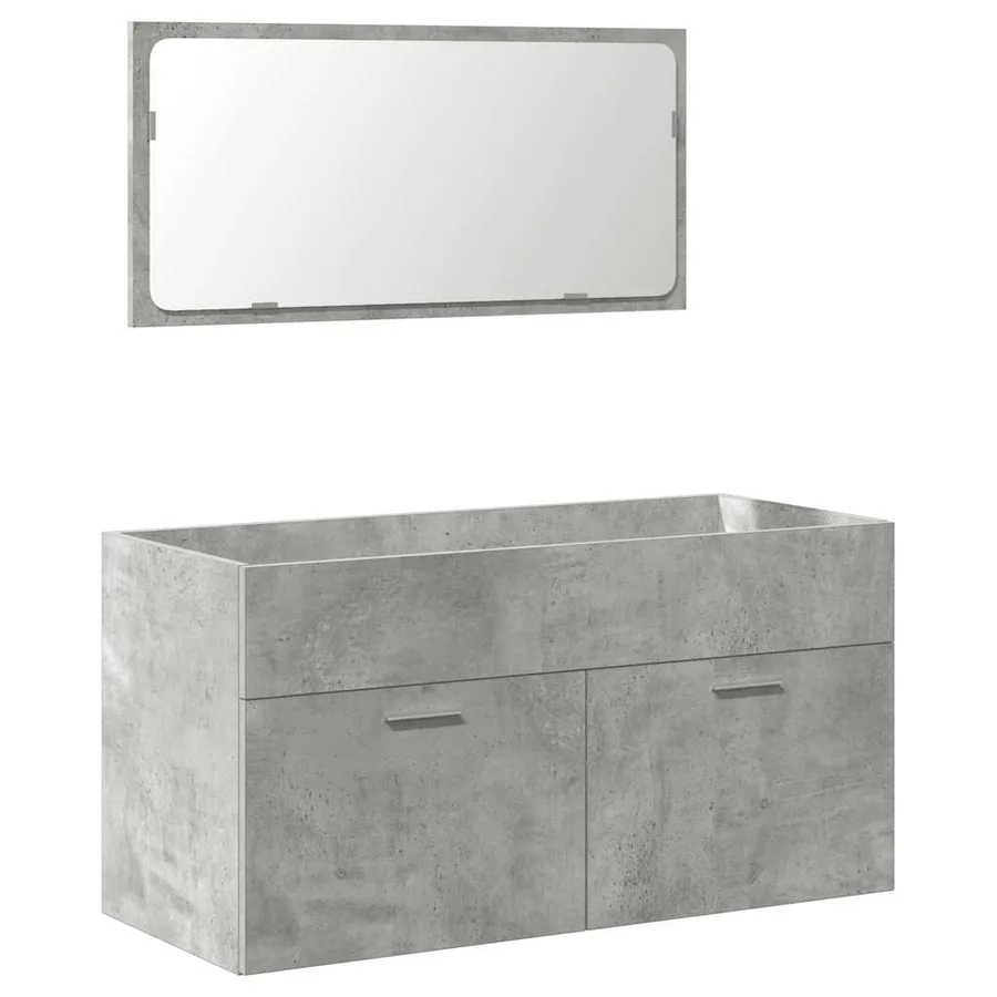 Ensemble de meubles de salle de bain 3 pcs gris béton - 7