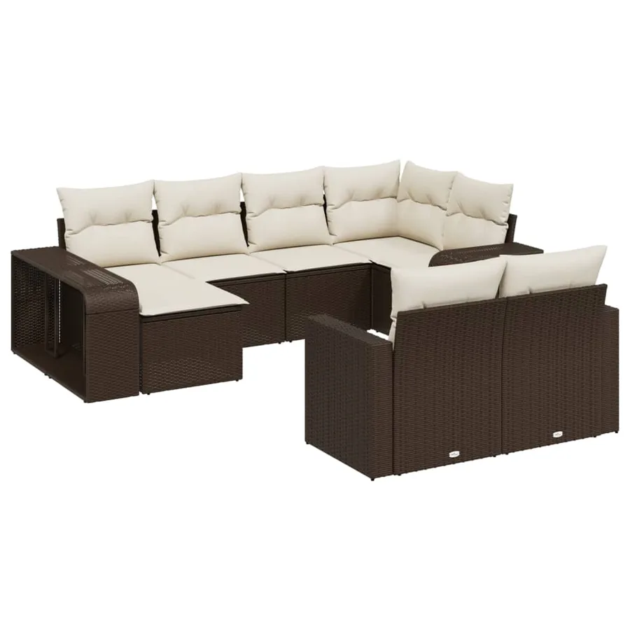 Salon de jardin 10 pcs avec coussins marron résine tressée - 2