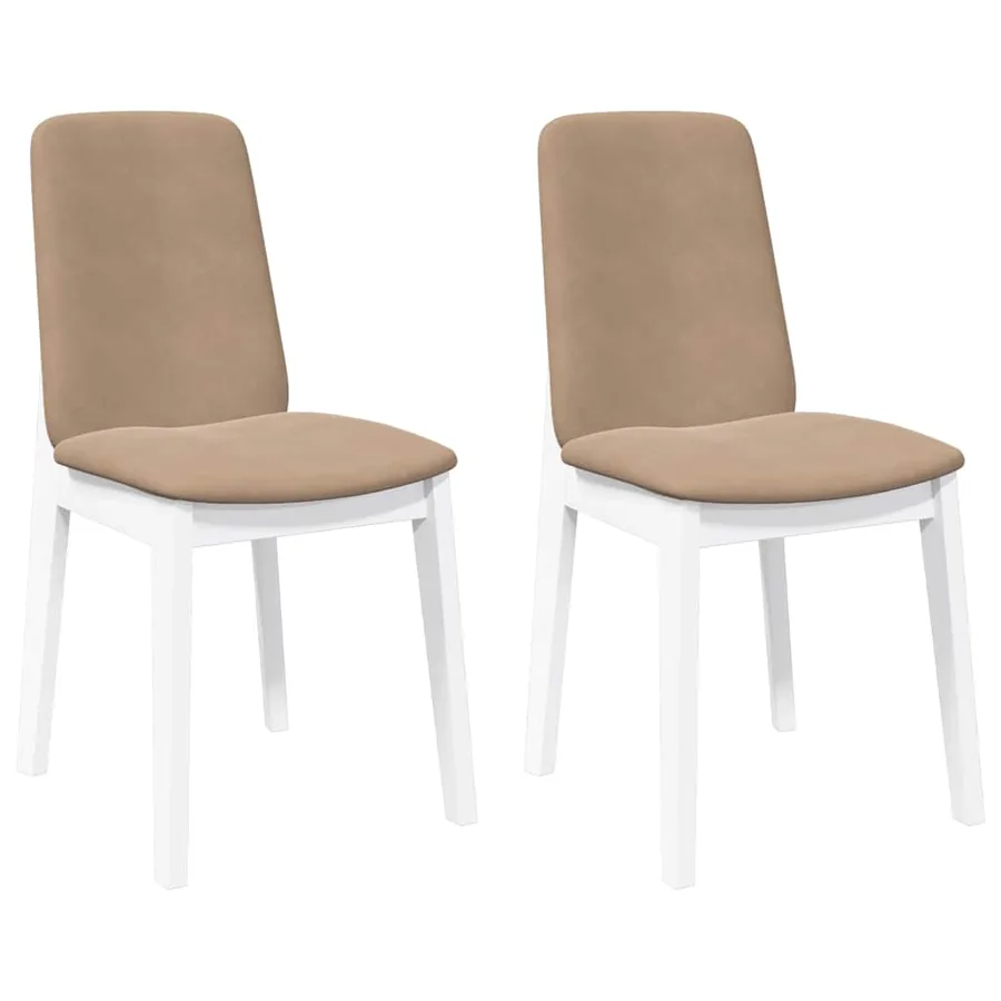 Chaises à manger coussins 2 pcs blanc bois massif caoutchouc - 2