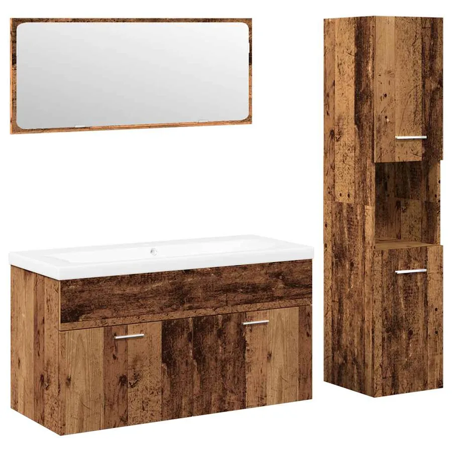 Ensemble de meubles salle de bain 4 pcs bois d'ingénierie - 2