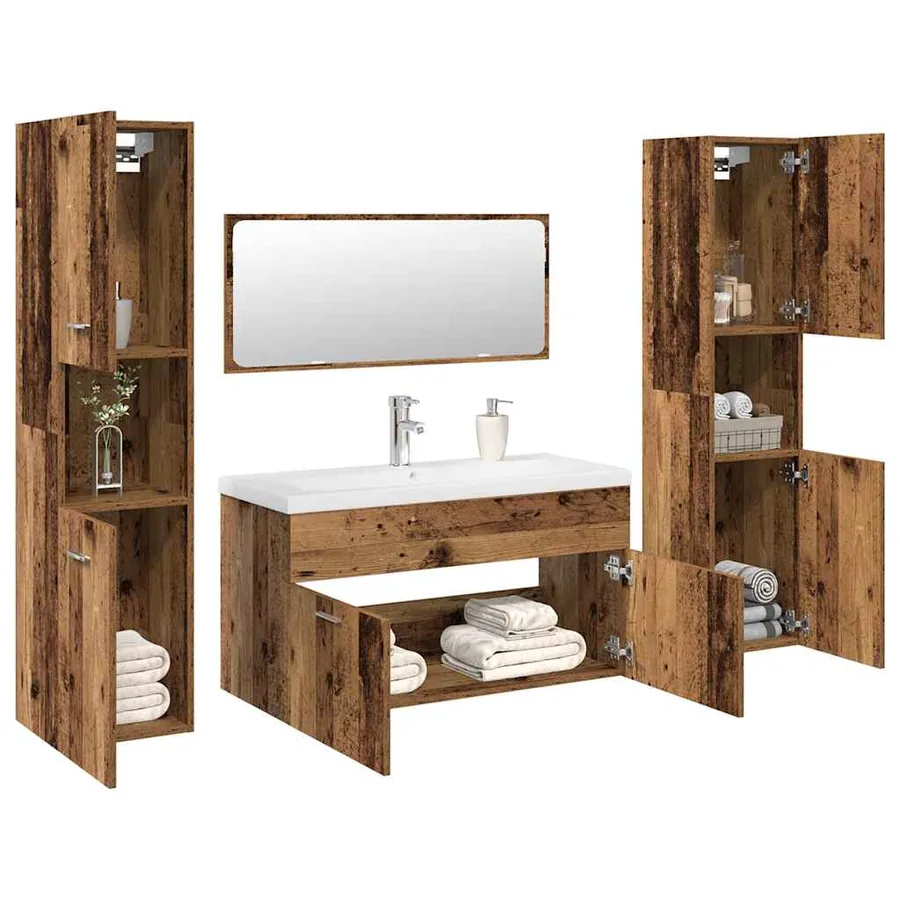 Ensemble de meubles salle de bain 5 pcs bois d'ingénierie