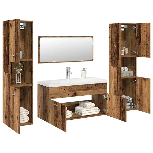 Ensemble de meubles salle de bain 5 pcs bois d'ingénierie
