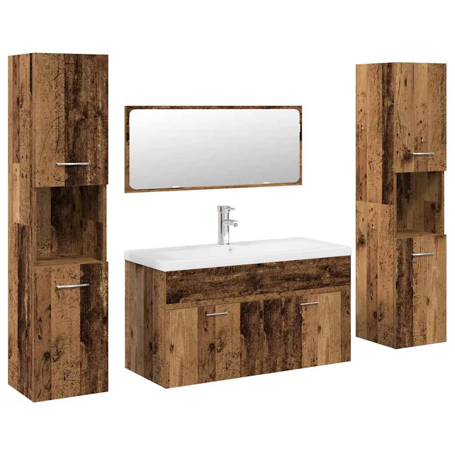 Ensemble de meubles salle de bain 5 pcs bois d'ingénierie - 2