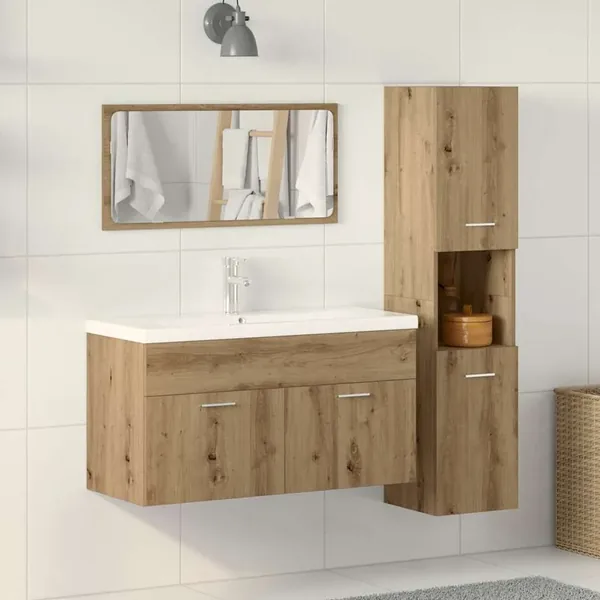 Ensemble de meubles salle de bain 3 pcs bois d'ingénierie