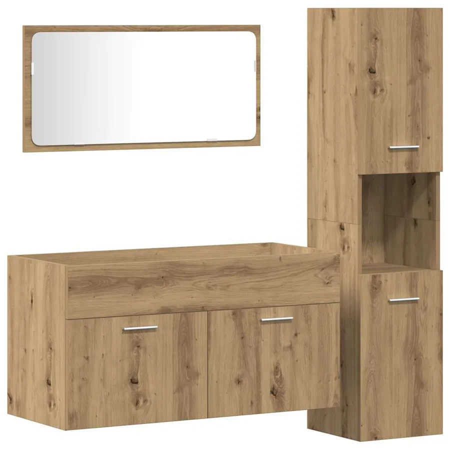 Ensemble de meubles salle de bain 3 pcs bois d'ingénierie - 2