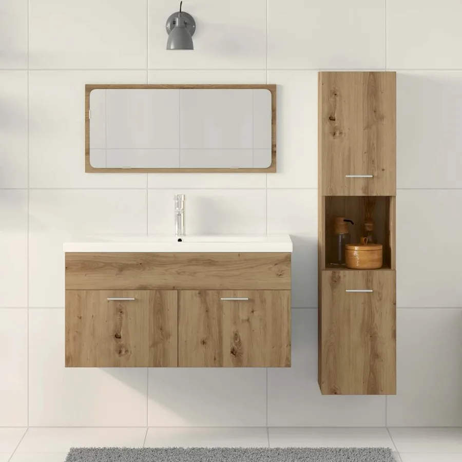 Ensemble de meubles salle de bain 3 pcs bois d'ingénierie - 3