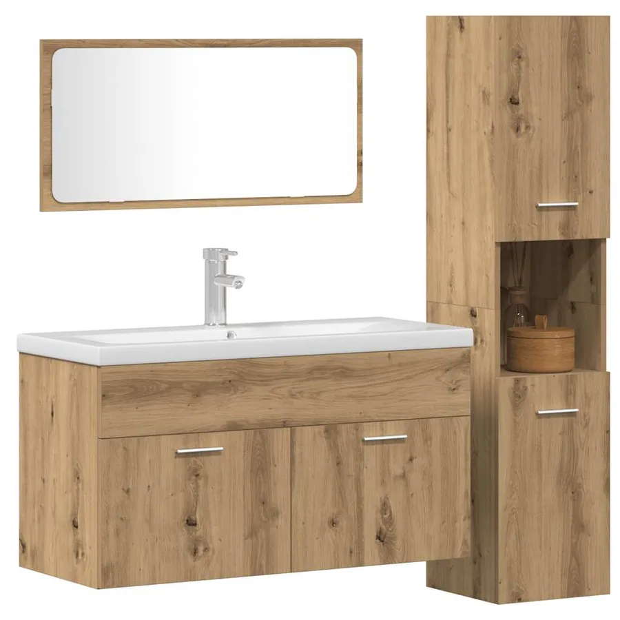 Ensemble de meubles salle de bain 3 pcs bois d'ingénierie - 4