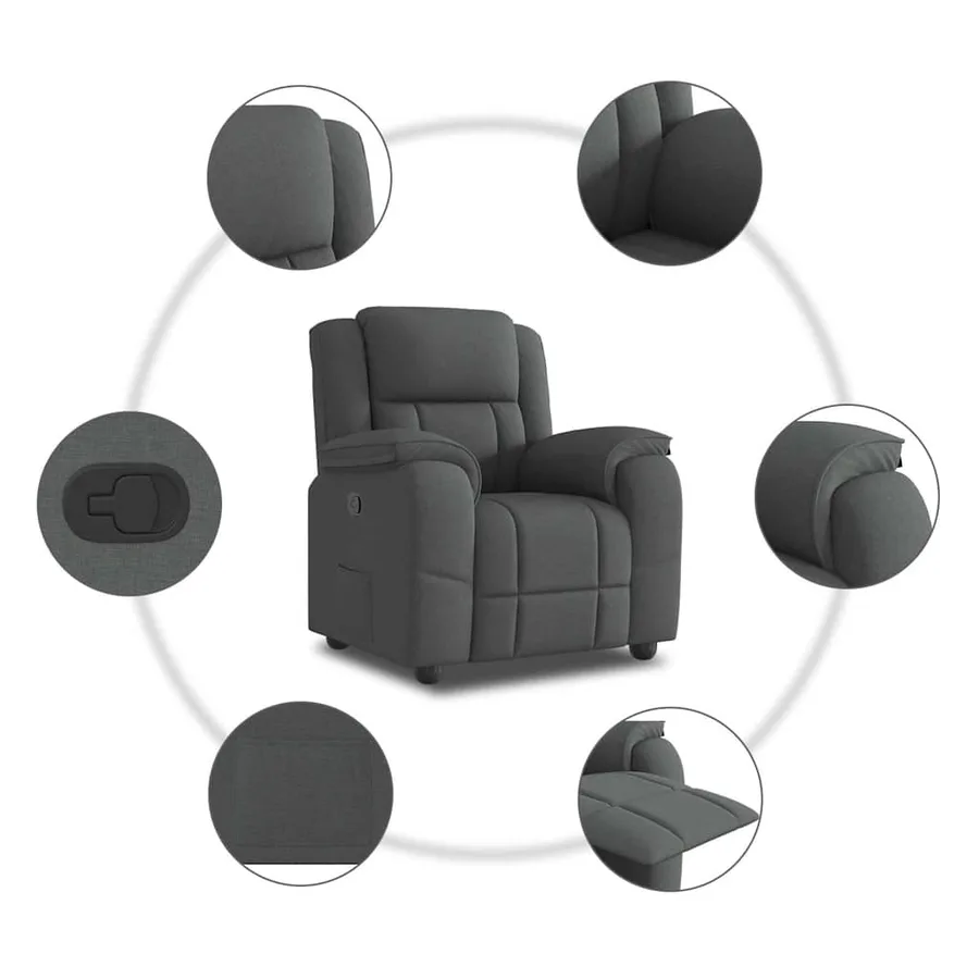 Fauteuil inclinable Gris foncé Tissu - 7