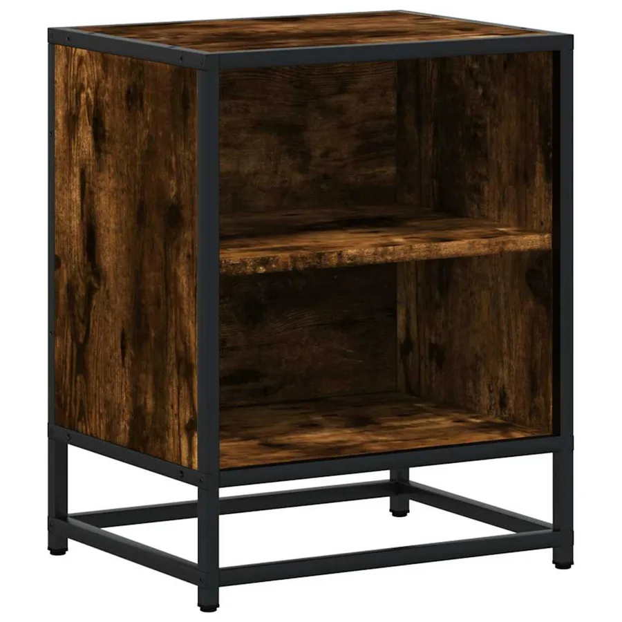 Table de chevet chêne fumé 40x31x50 cm bois d'ingénierie métal - 2