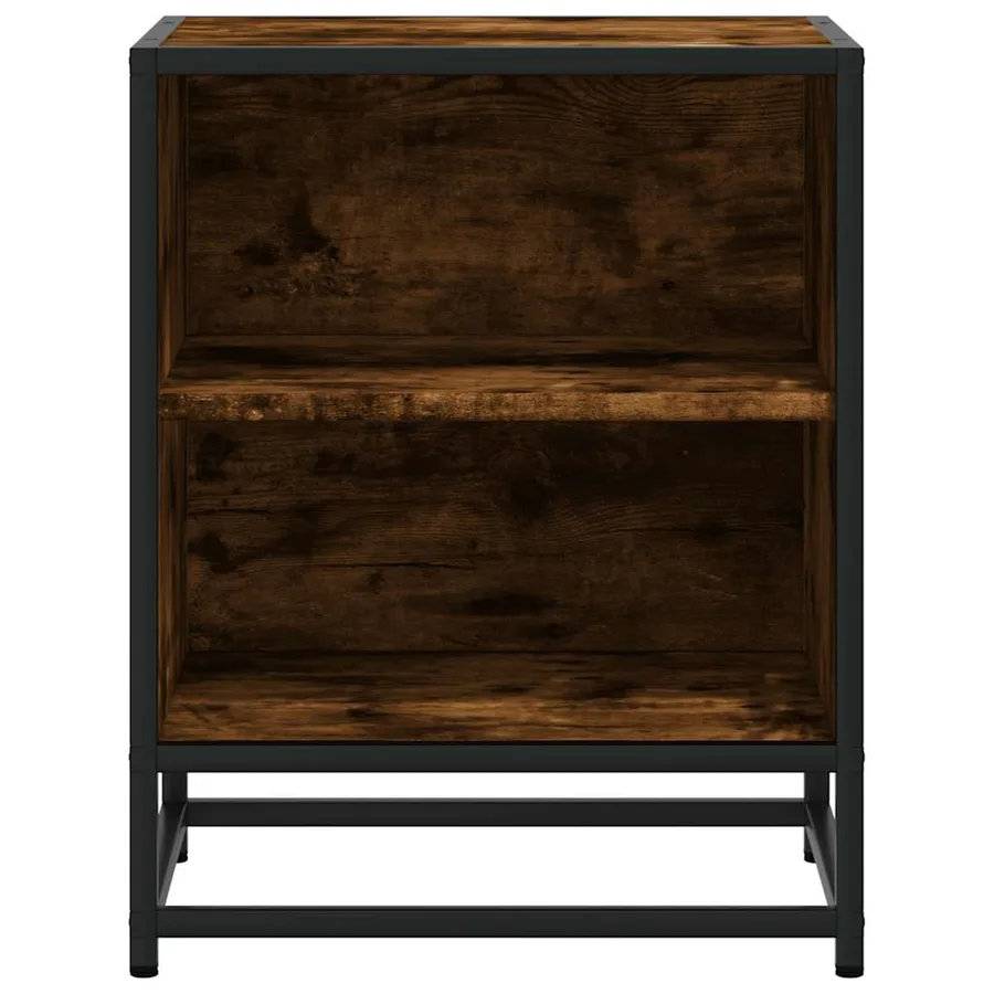 Table de chevet chêne fumé 40x31x50 cm bois d'ingénierie métal - 5