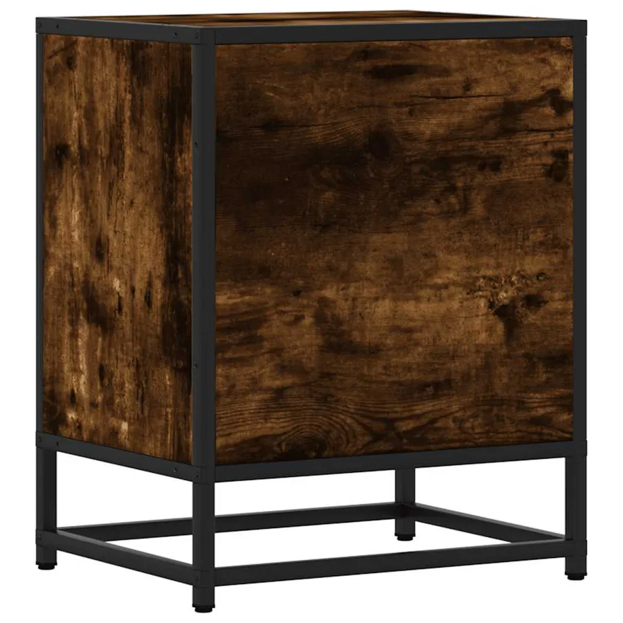Table de chevet chêne fumé 40x31x50 cm bois d'ingénierie métal - 7