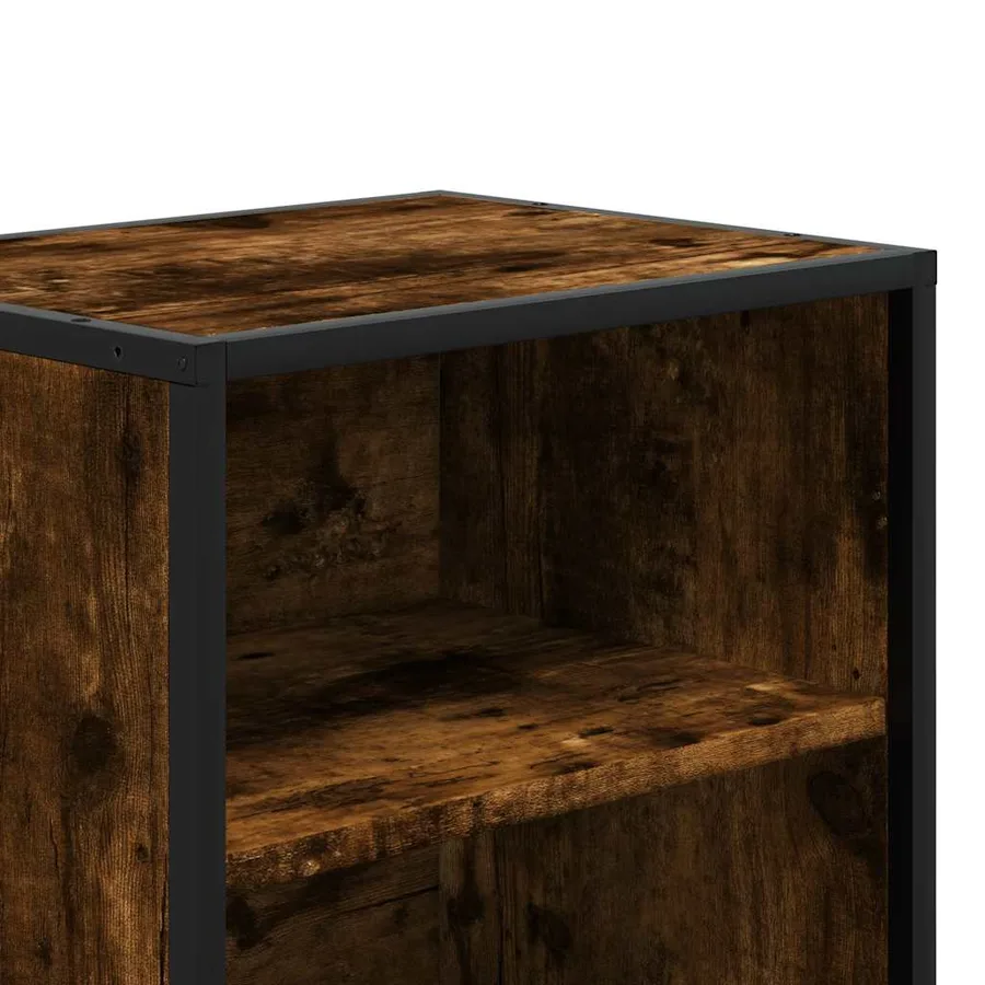 Table de chevet chêne fumé 40x31x50 cm bois d'ingénierie métal - 8