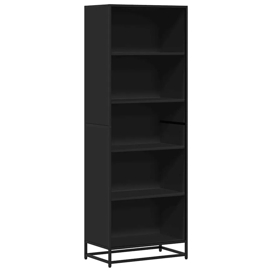 Bibliothèque noir 60x35x170,5 cm bois d'ingénierie - 2