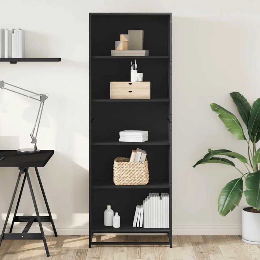 Bibliothèque noir 60x35x170,5 cm bois d'ingénierie - 3