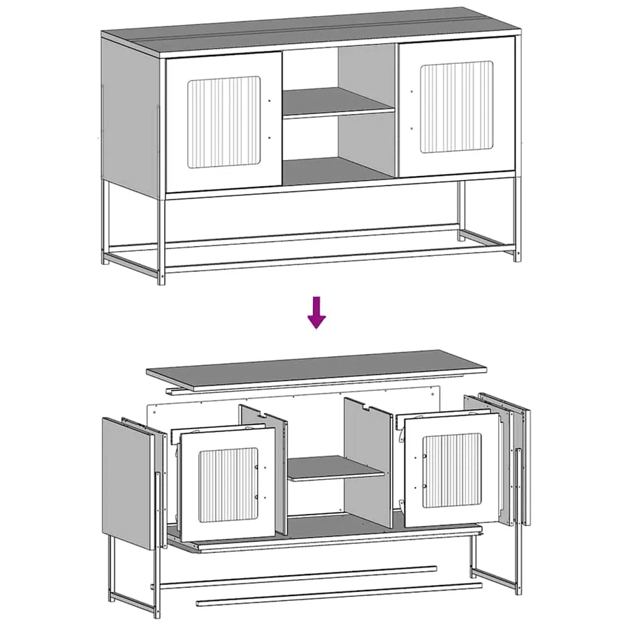 Meuble TV blanc 100,5x39x60,5 cm acier - 11