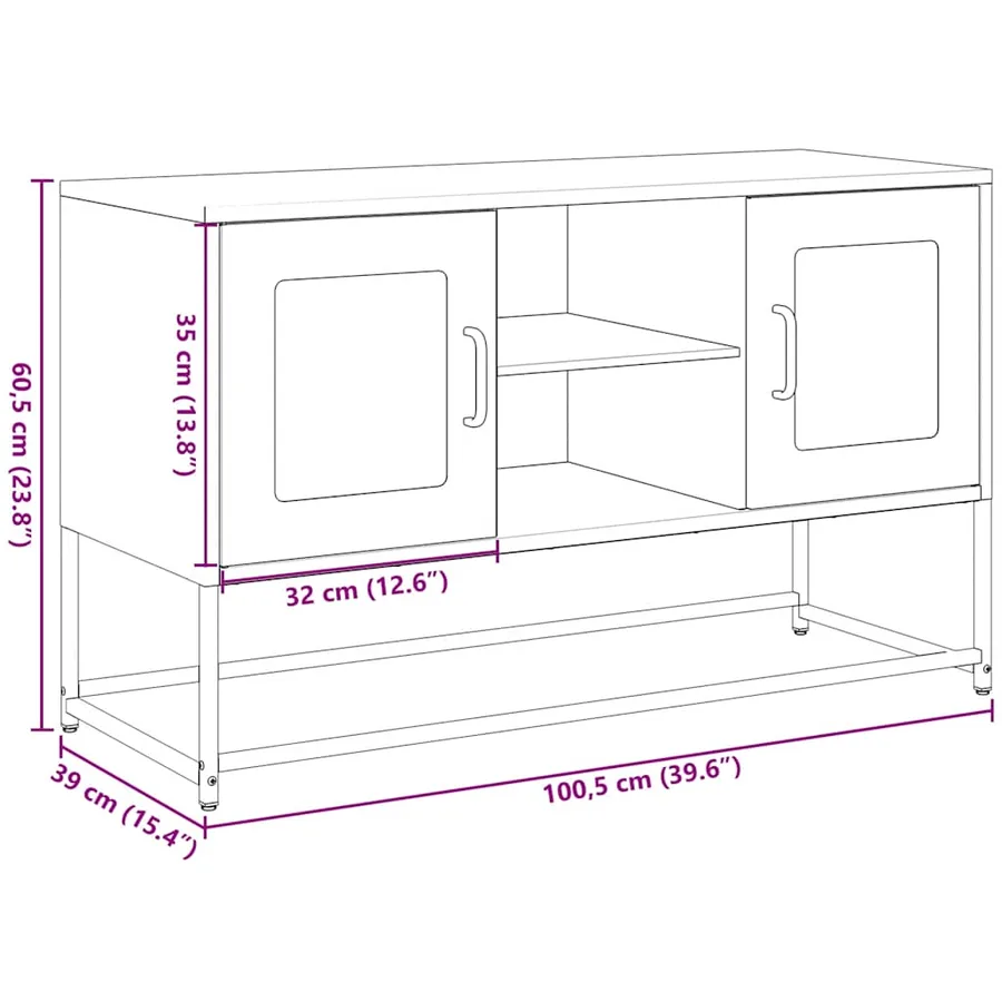 Meuble TV blanc 100,5x39x60,5 cm acier - 13