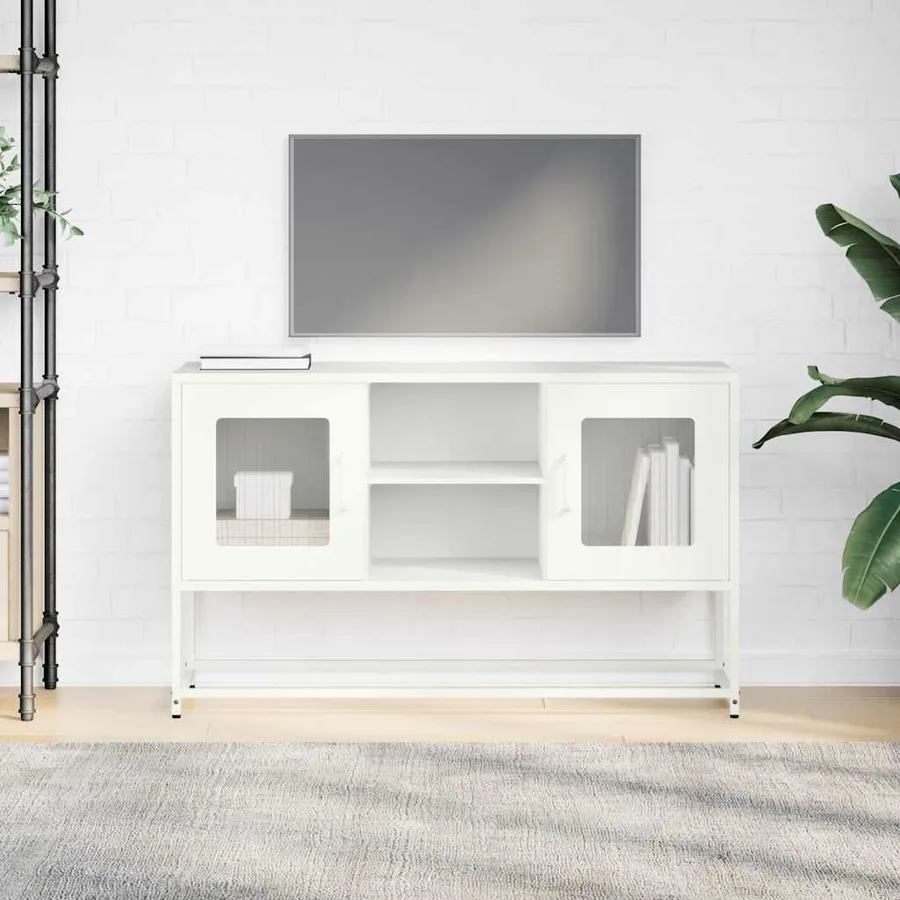 Meuble TV blanc 100,5x39x60,5 cm acier - 3