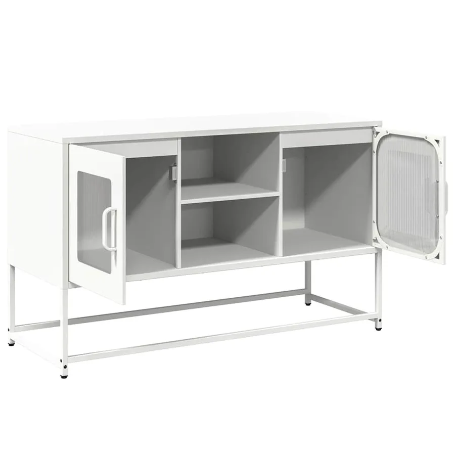 Meuble TV blanc 100,5x39x60,5 cm acier - 6