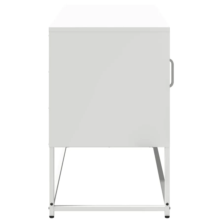 Meuble TV blanc 100,5x39x60,5 cm acier - 7