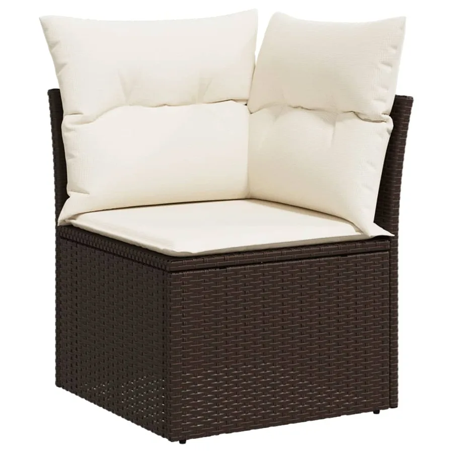 Salon de jardin avec coussins 6 pcs marron résine tressée - 5