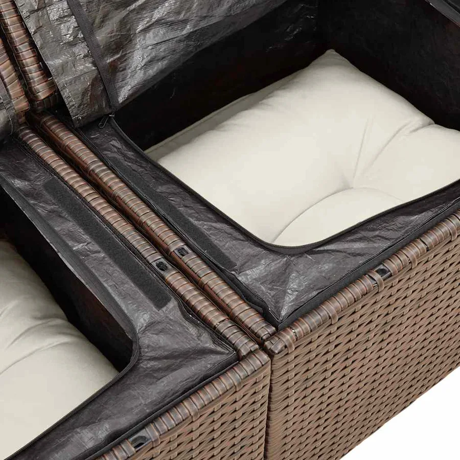 Salon de jardin avec coussins 9 pcs marron résine tressée - 11