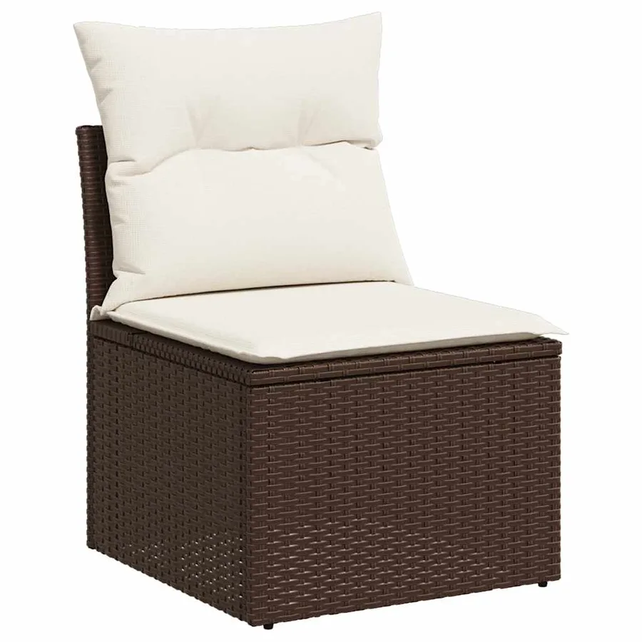 Salon de jardin avec coussins 9 pcs marron résine tressée - 3
