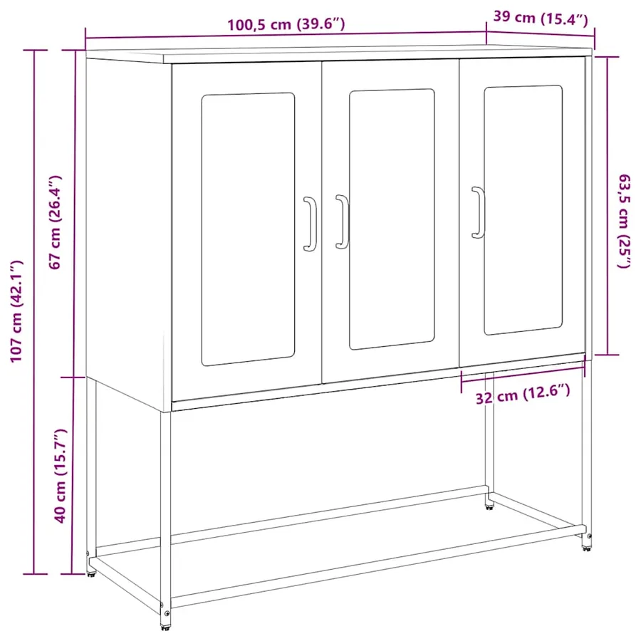 Buffet vert olive 100,5x39x107 cm acier laminé à froid - 13
