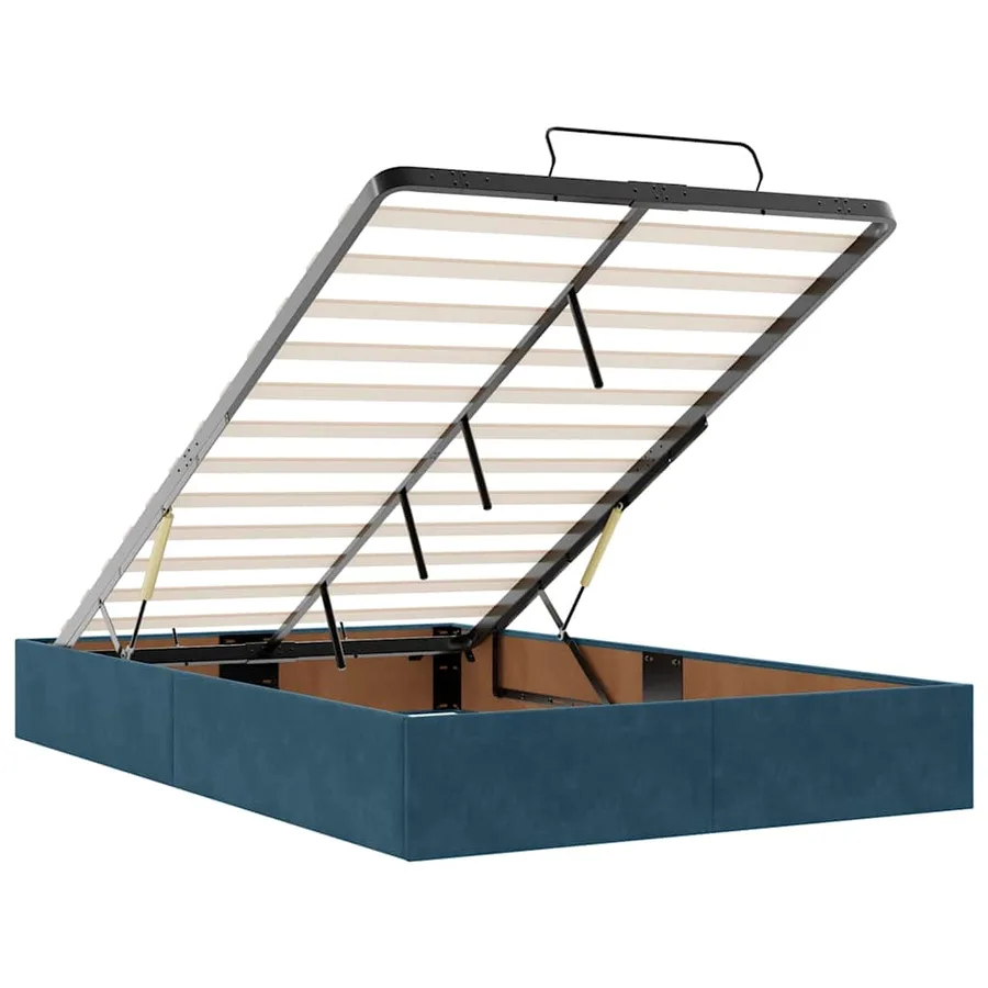 Cadre de lit ottoman avec matelas bleu foncé 120x200 cm velours - 10