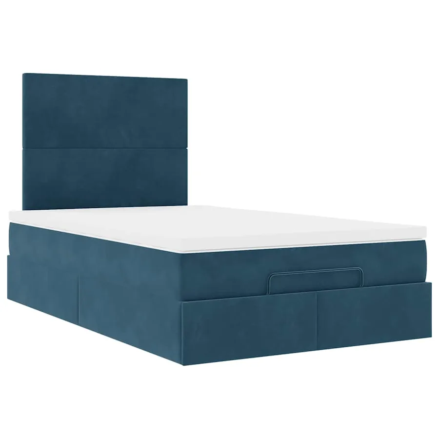 Cadre de lit ottoman avec matelas bleu foncé 120x200 cm velours - 6