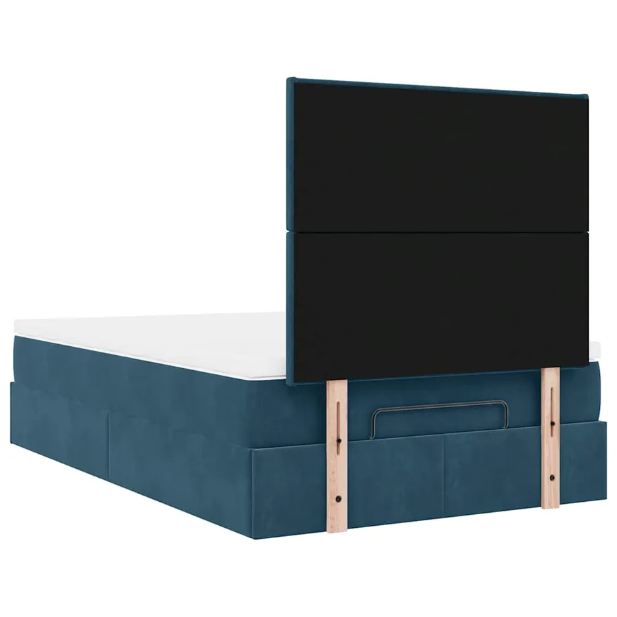 Cadre de lit ottoman avec matelas bleu foncé 120x200 cm velours - 9