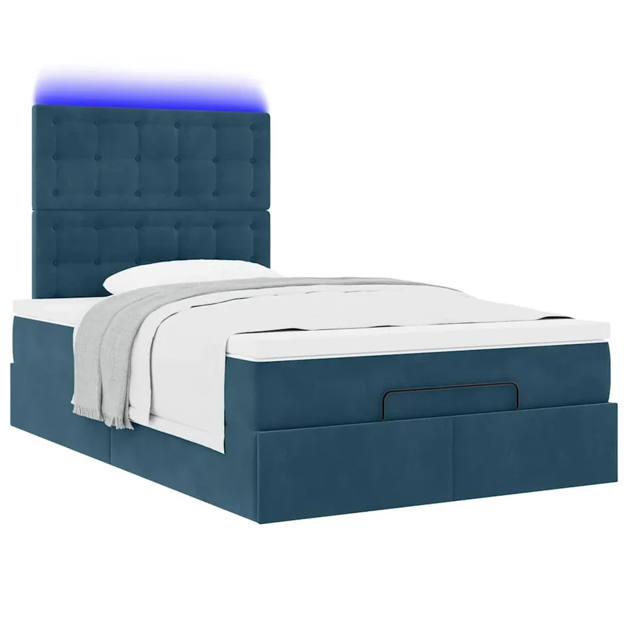Cadre de lit ottoman avec matelas bleu foncé 120x200 cm velours - 6