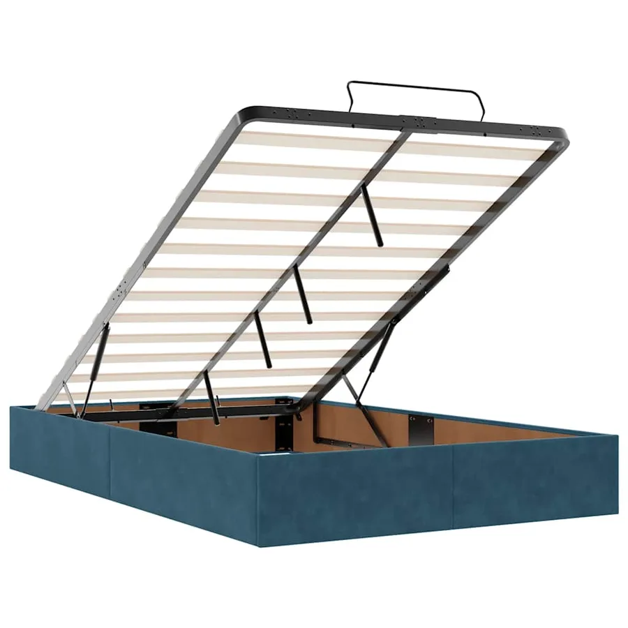Cadre de lit ottoman avec matelas bleu foncé 120x200 cm velours - 11