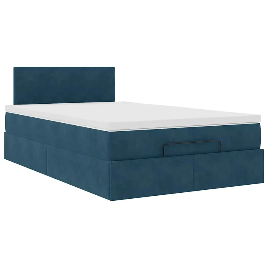 Cadre de lit ottoman avec matelas bleu foncé 120x200 cm velours - 5