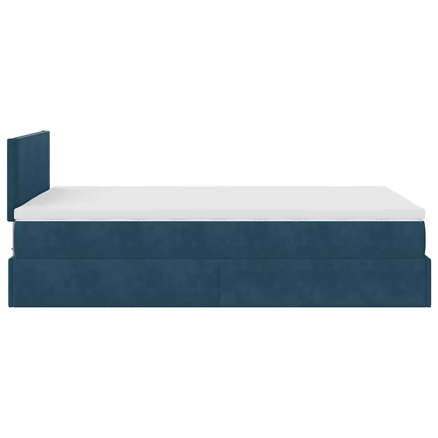 Cadre de lit ottoman avec matelas bleu foncé 120x200 cm velours - 9