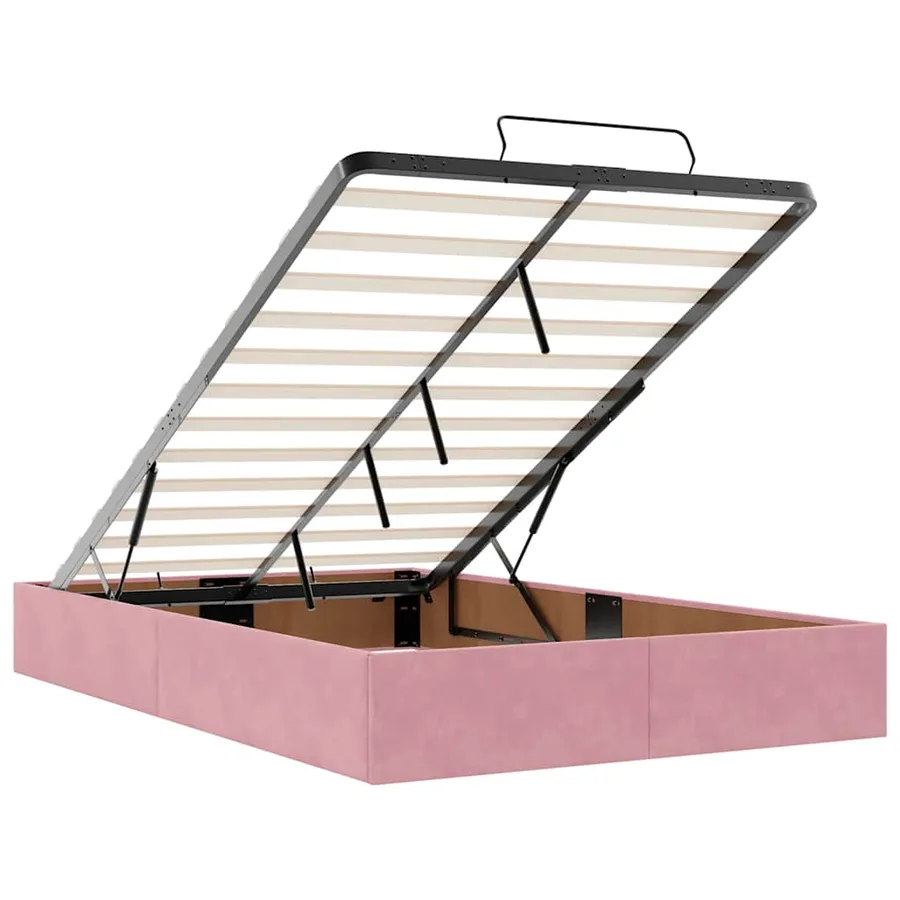 Cadre de lit ottoman avec matelas rose 120x200 cm velours - 10