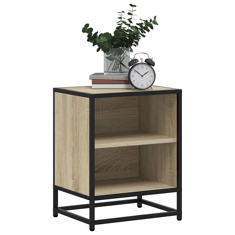 Table de chevet chêne sonoma 40x31x50cm bois d'ingénierie métal - 4