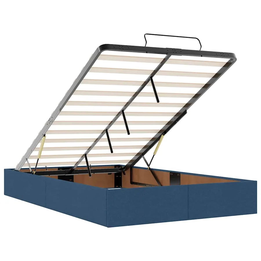 Cadre de lit ottoman avec matelas bleu 120x190 cm tissu - 12