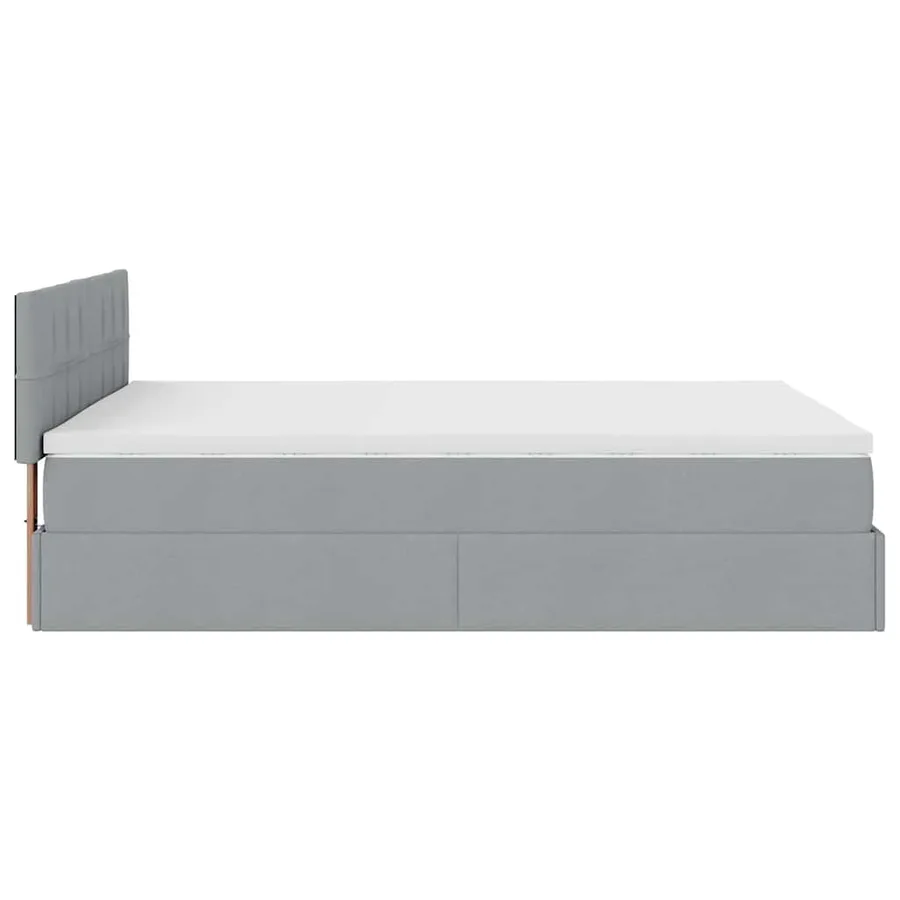 Cadre de lit ottoman et matelas gris clair 140x200 cm tissu - 10