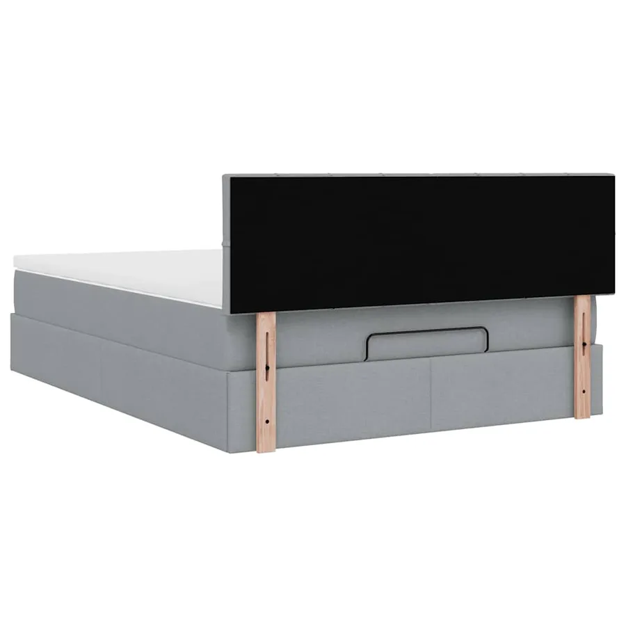 Cadre de lit ottoman et matelas gris clair 140x200 cm tissu - 11